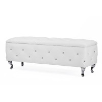 Baxton Studio BBT3112-White-Storage Bench Seine Contemporary Storage Ottoman